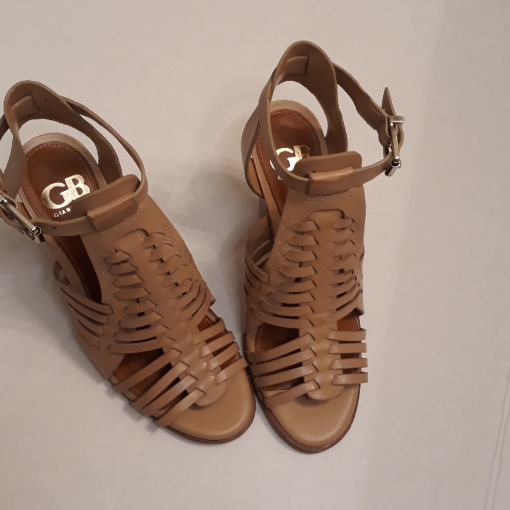 Gianni Bini/ Tan/Woven Leather/Chunky Heel/Sandals - Picture 3 of 12